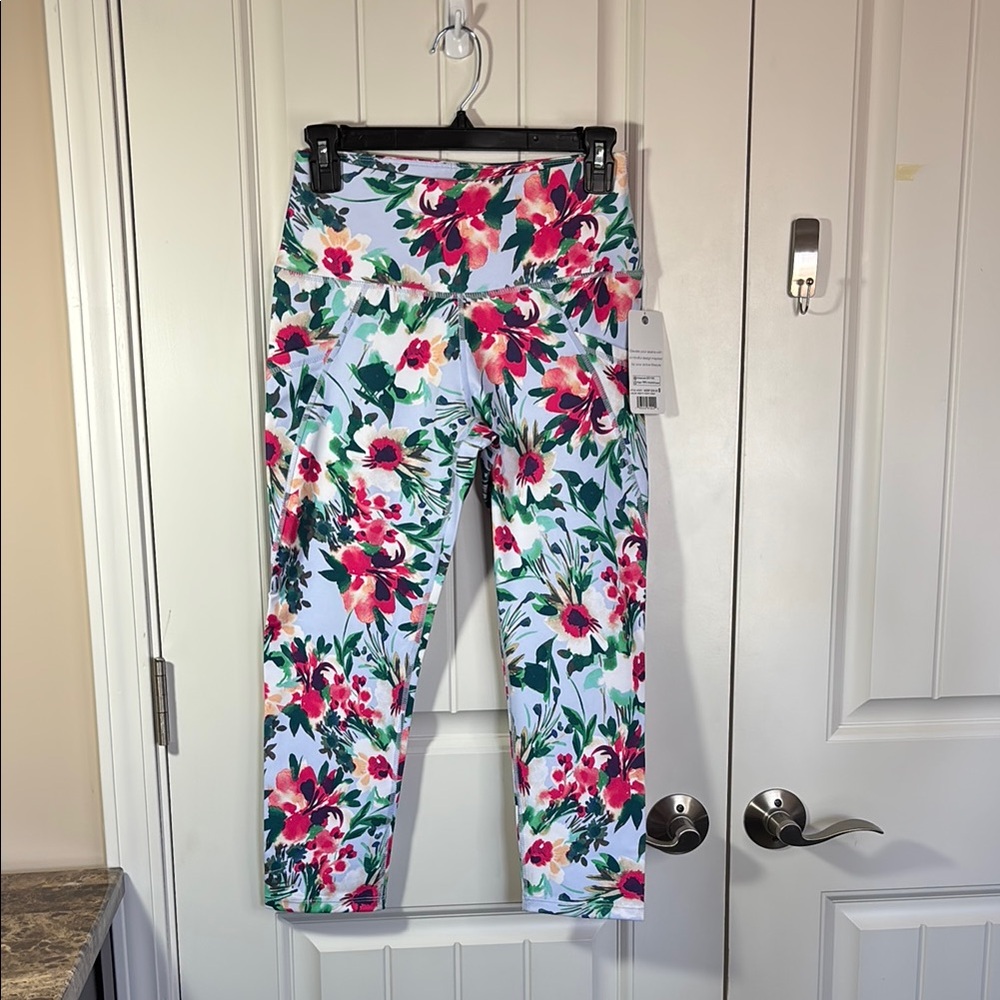 Apana Pretty Poppy Floral Print Leggings Size Small NWT